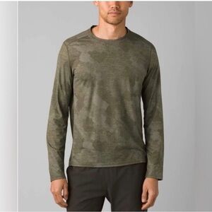prAna Men's Green Rye Harbor Camo Prospect Heights Shirt Large L Outdoor Hiking